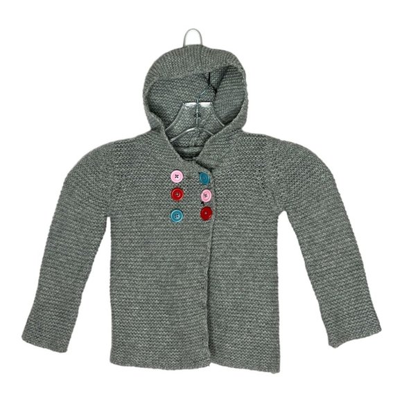 Mini Boden Sweater Girls 18 24‎ Months Gray Cardigan Double Button Hood Chunky - Picture 1 of 6